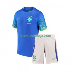 Camisola Brasil Criança Equipamento Segundo Copa do Mundo 2022 Manga Curta